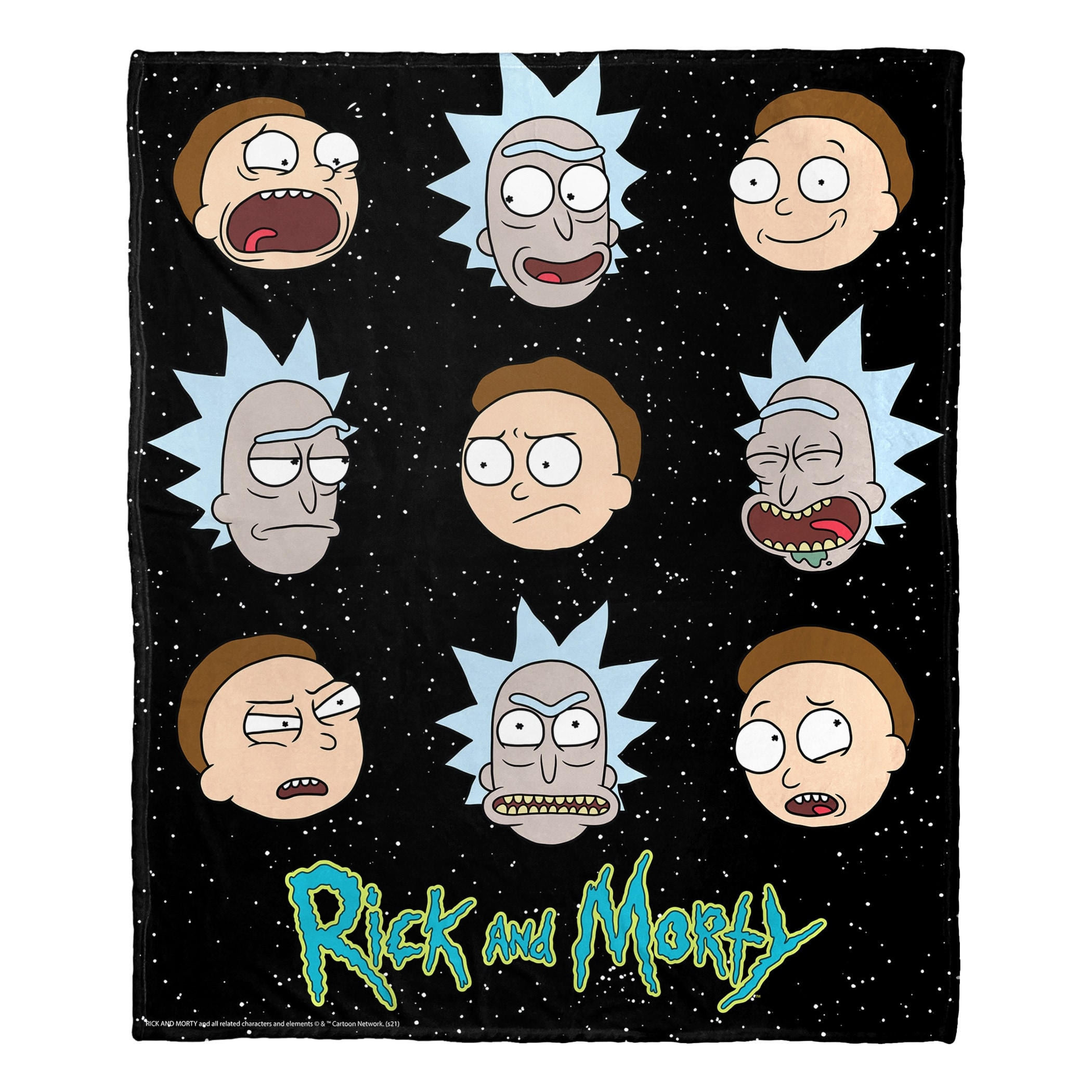 Warner Brothers Rick & Morty Talking Heads Silk Touch Throw Blanket