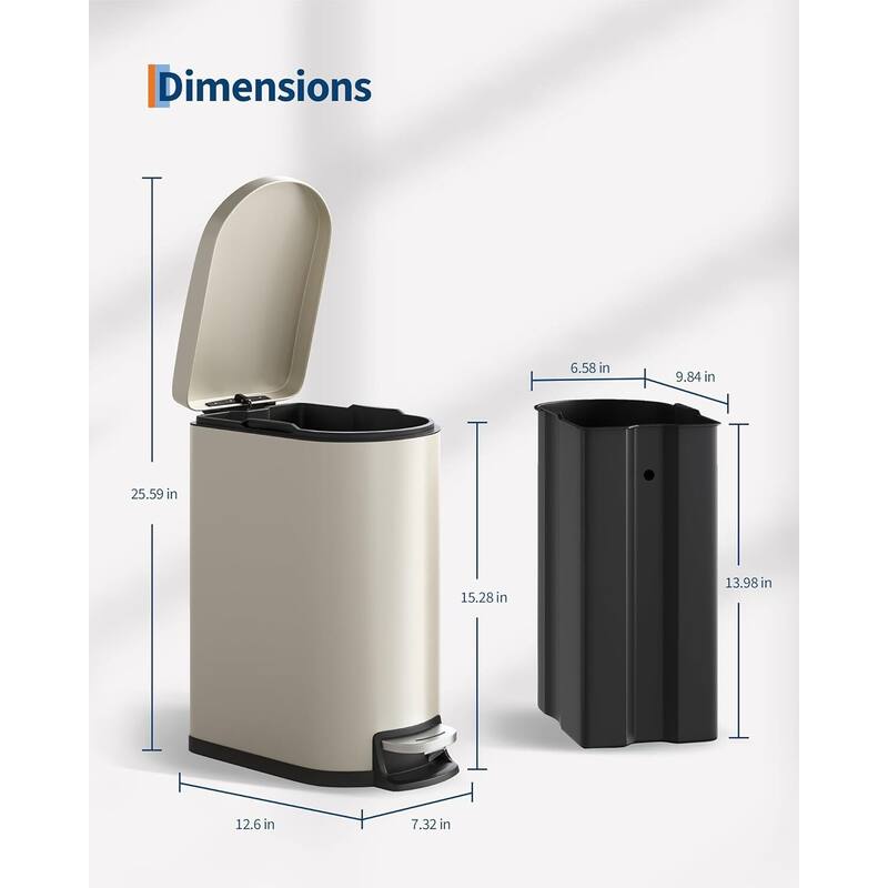 2.6 Gallon/10 Liter Slim Trash Can, Stainless Steel Garbage Bin with Removable Inner Bucket