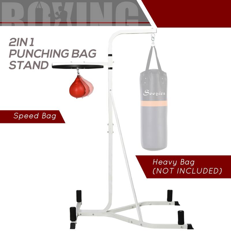Soozier Free-Standing Speed Bag Platform Punch Bag Station Boxing Stand Heavy Duty Frame White