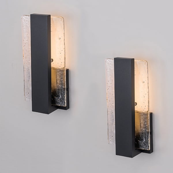 slide 2 of 8, C Cattleya Matte Black LED Indoor Wall Sconce Vanity Light with Water Glass Matte Black