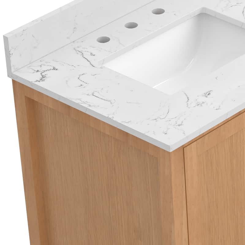 StarrySky 72 inch Undermount Double Sink Bathroom Vanity with Engineered Carrara Marble Top