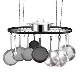 Ceiling Mount Hanging Pot Rack with 12 Hooks for Kitchen Organization ...