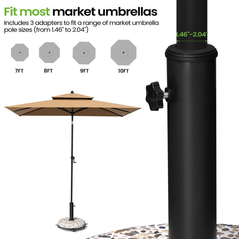 45LBS Outdoor Patio Umbrella Stand Concrete-cobble Finish Swivel Wheels Adjustable Knob