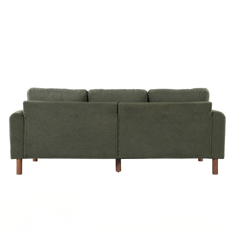 3-Seater Sofa, Curved Armrest with Integrated Solid Wood Legs