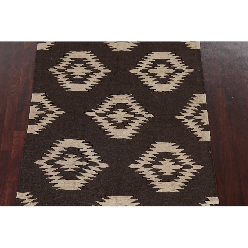 Natural Dye Kilim Tribal Geometric Oriental Wool Area Rug Flat-weave - 4'7" x 7'3"