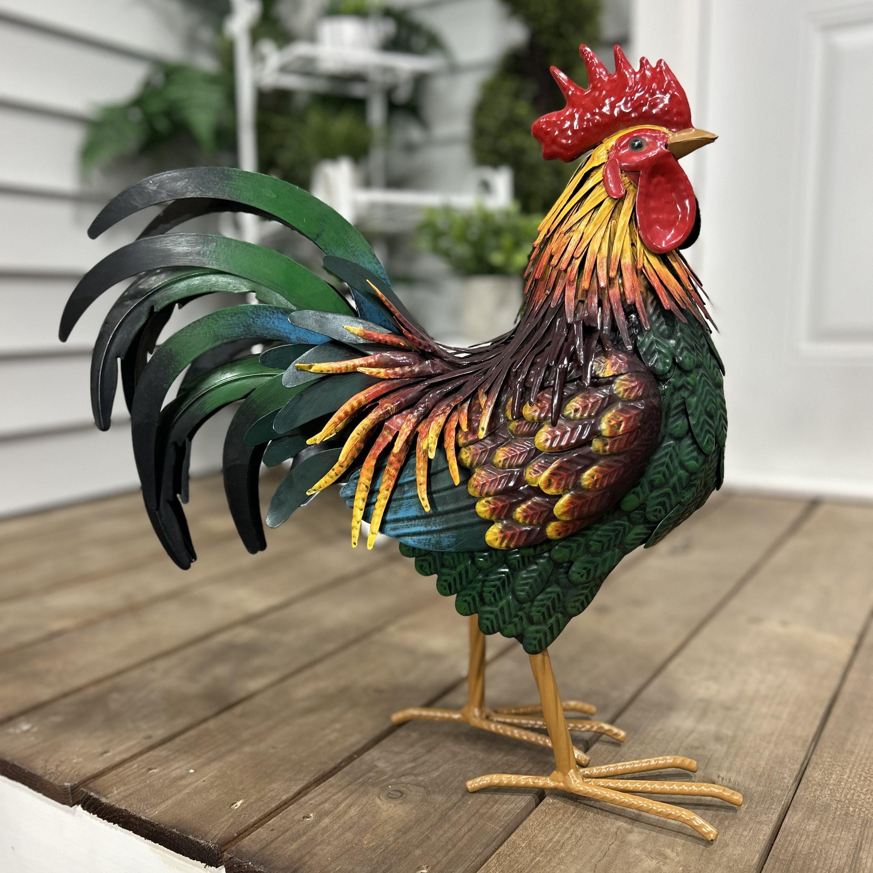 Hi-Line Metal Rooster Statue