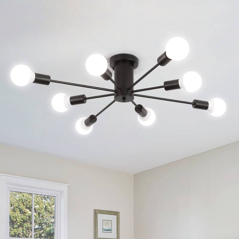 8-Light Modern Semi Flush Mount Sputnik Ceiling Light for Kitchen Bedroom Dining Room