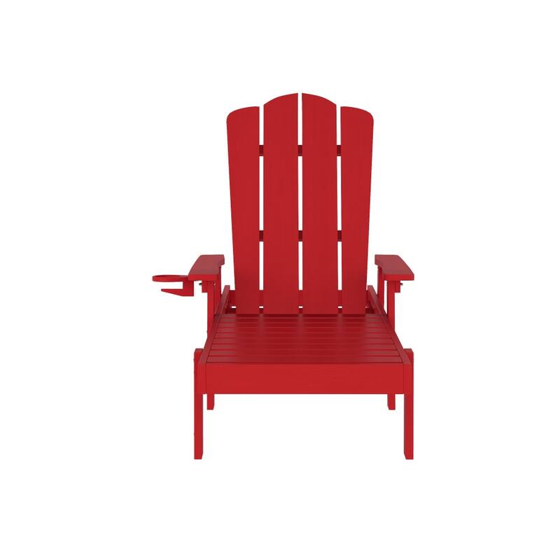 All-Weather Commercial Adjustable Lounge Chair with Fold Out Cupholder