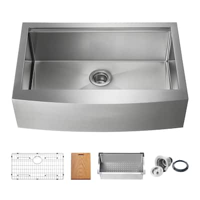 Handcrafted Farmhouse Apron Single Bowl Stainless Steel Kitchen Sink