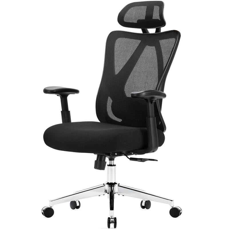 Adjustable Mesh Computer Desk Chair with Lumbar Support - Black