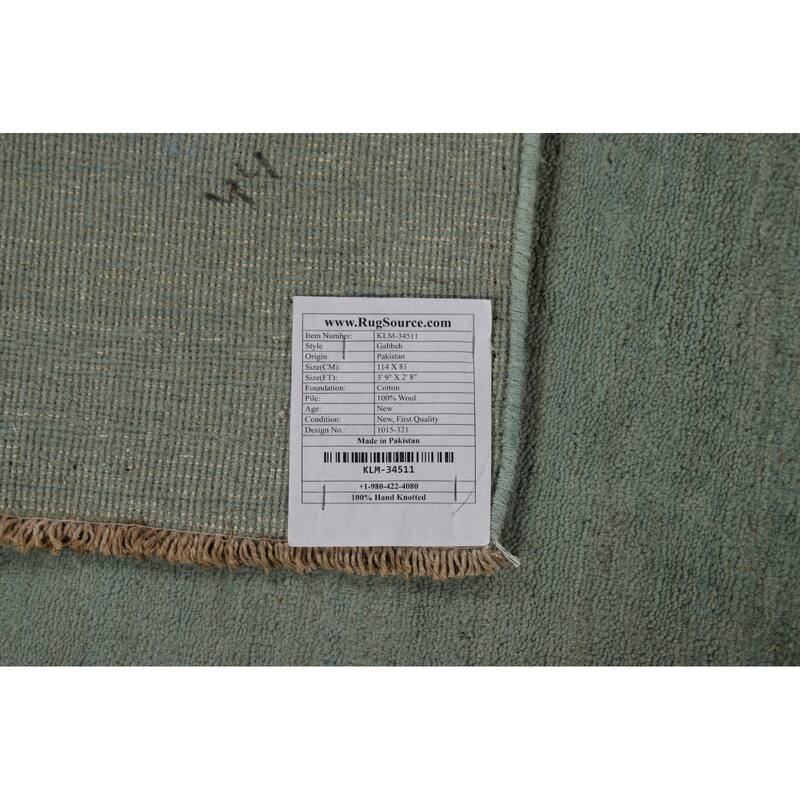 Gabbeh Modern Foyer Rug Hand-Knotted Solid Wool Carpet - 2'8"x 3'9"