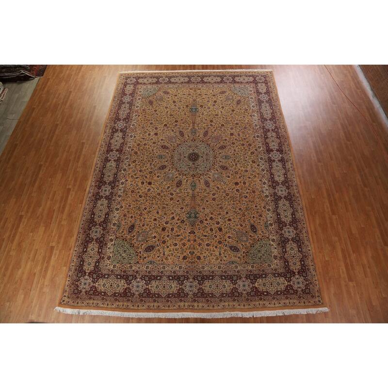 Vegetable Dye Large Tabriz Persian Area Rug Hand-knotted Wool Carpet - 11'5" x 16'2"