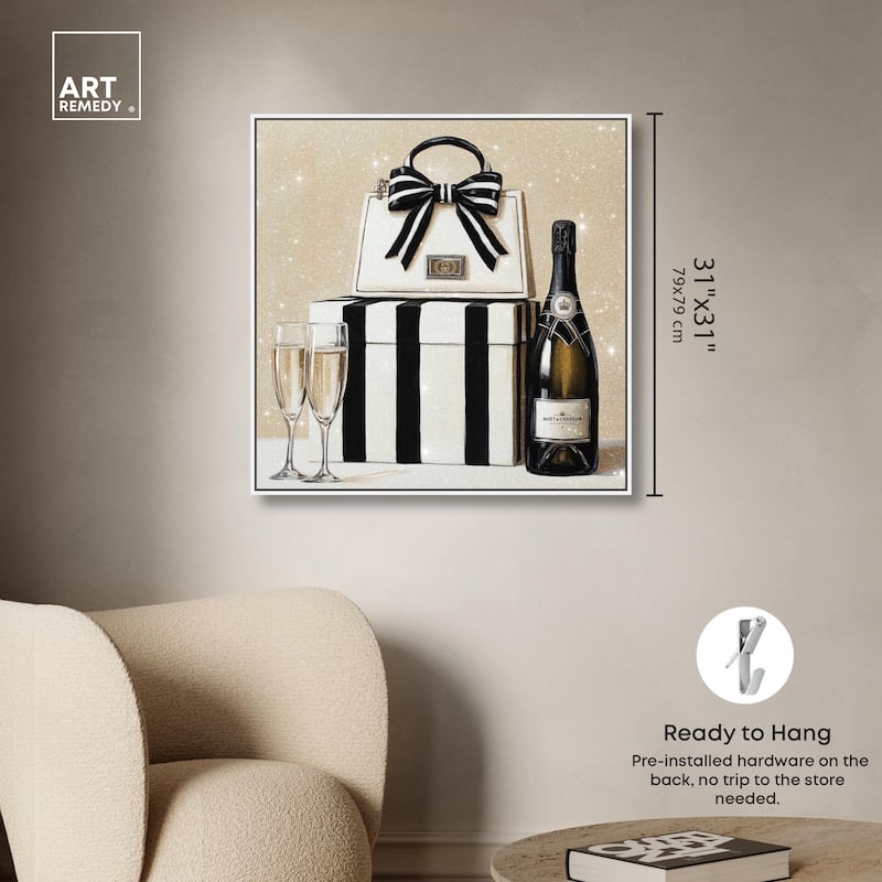 Black and White Striped Glam Canvas by Art Remedy