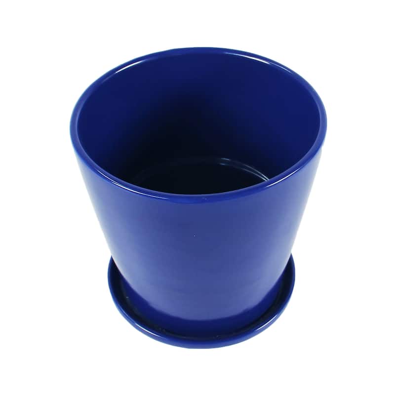 Pansy Ceramic Planter Set with Dish 2-pack