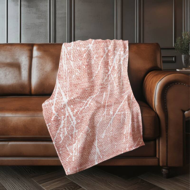Premium Machine Washable Contemporary Fragment Sherpa Throw Blanket - Blush - 4'2" x 5'10"