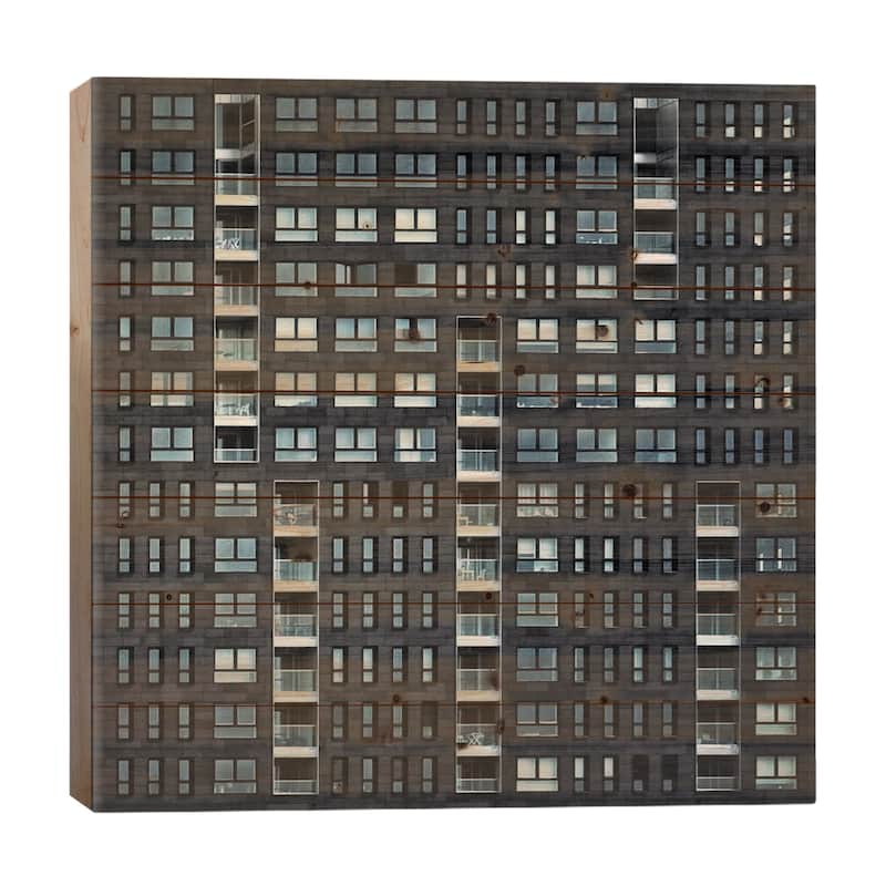 Living In The City Print On Wood by Piet Flour - Multi-Color - 26x26x1.5