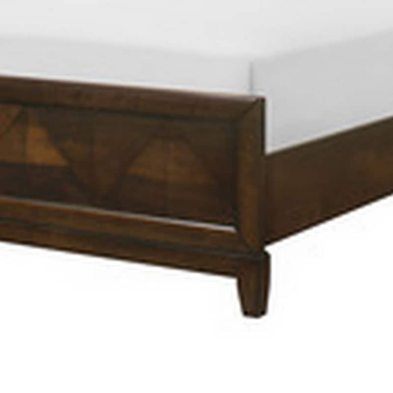 Nibo Queen Size Platform Bed, Modern Rustic, Walnut Brown Solid Wood