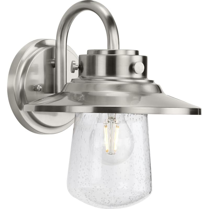 Tremont 1-Light Seeded Glass Stainless Steel Medium Wall Lantern - 9 in x 10 in x 11 in