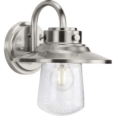 Tremont 1-Light Seeded Glass Stainless Steel Medium Wall Lantern - 9 in x 10 in x 11 in