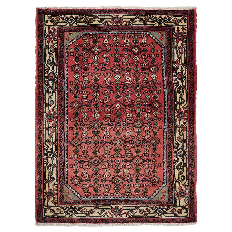 ECARPETGALLERY Hand-knotted Andelz Red Wool Rug - 3'8 x 4'11
