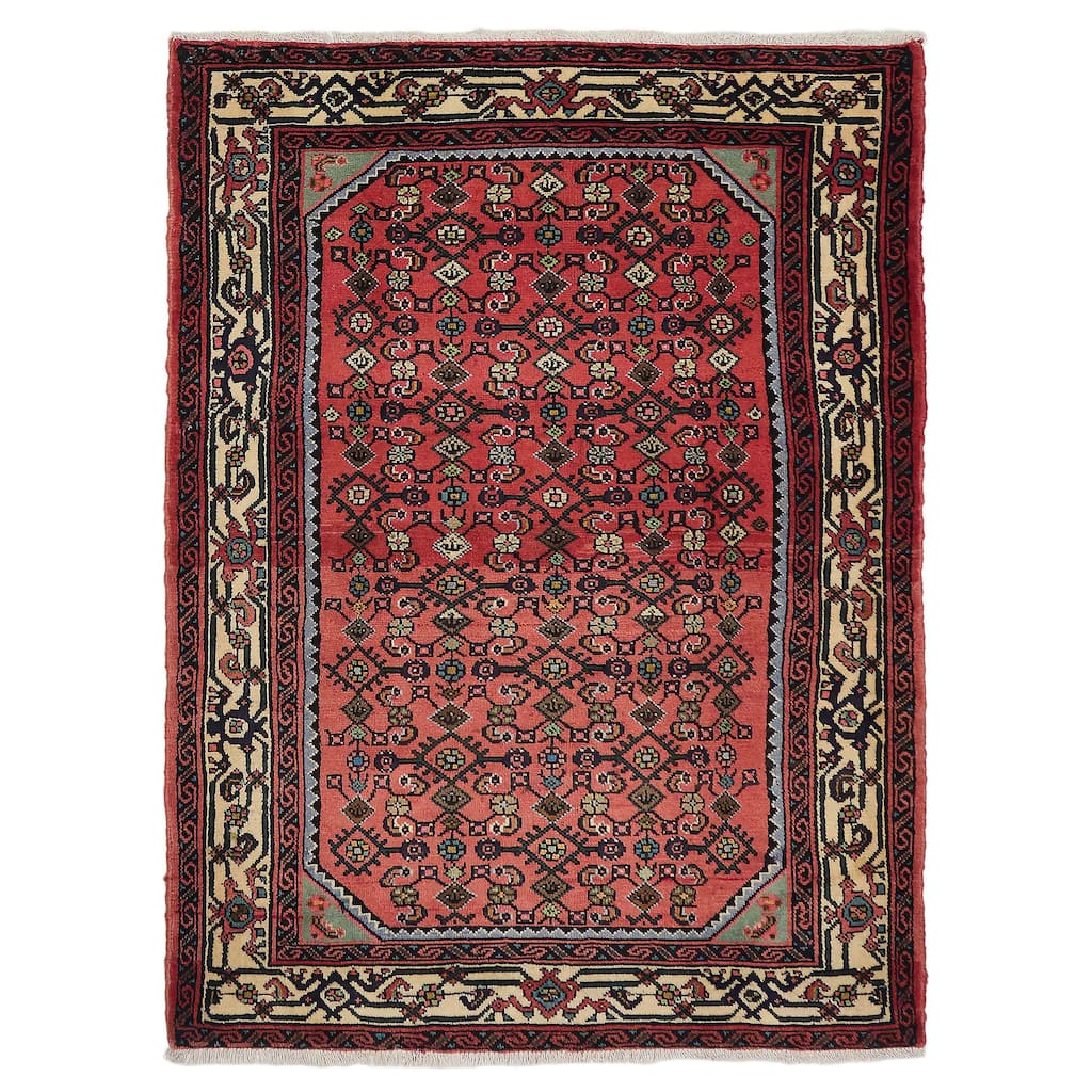 ECARPETGALLERY Hand-knotted Andelz Red Wool Rug - 3'8 x 4'11