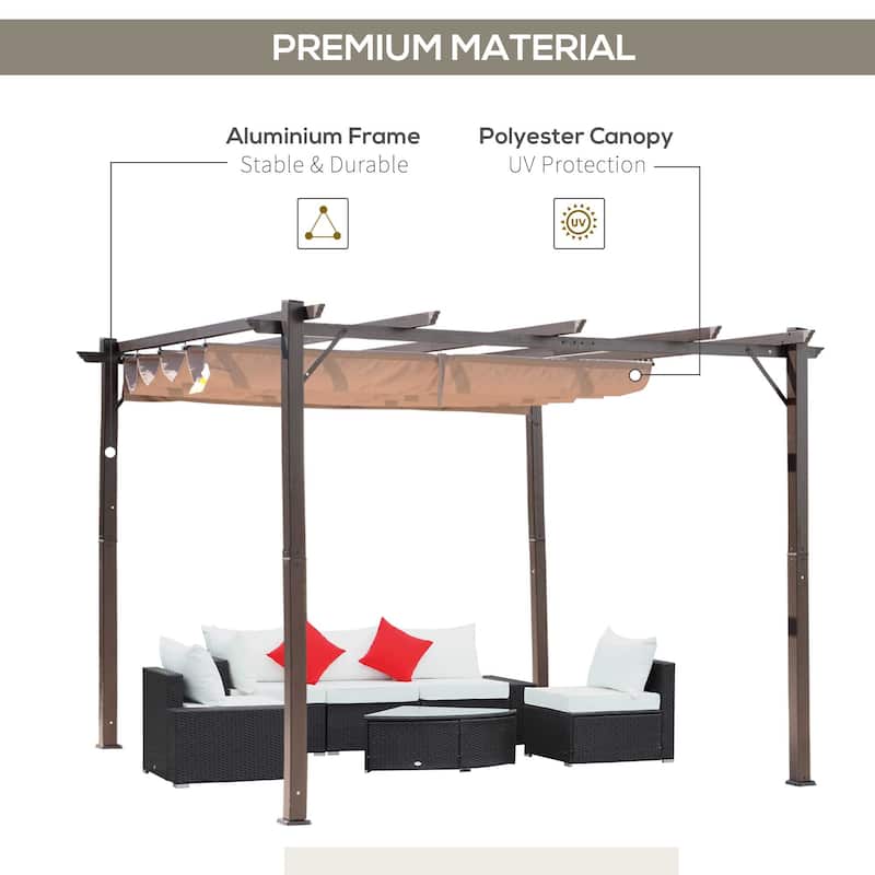 Outsunny Aluminium 10' x 10' Outdoor Pergola with Canopy Cover