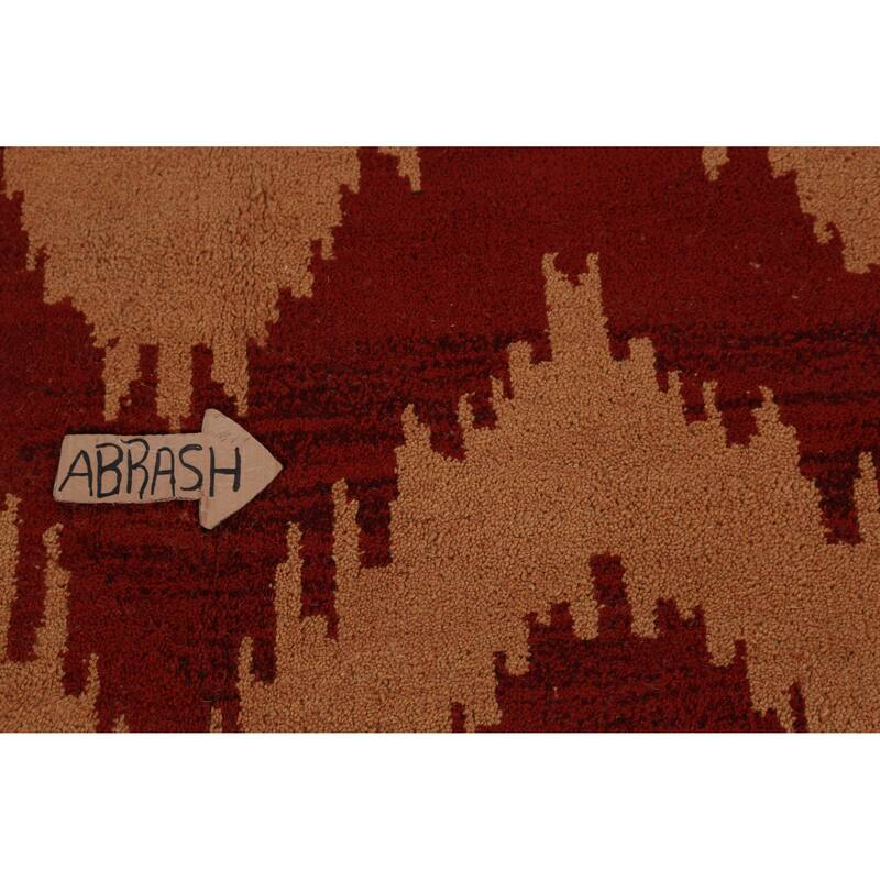 Hand Knotted Oriental 100% Wool Carpet Modern Geometric Oranges & Rust Moroccan Area Rug - 11' 7'' X 9' 5''