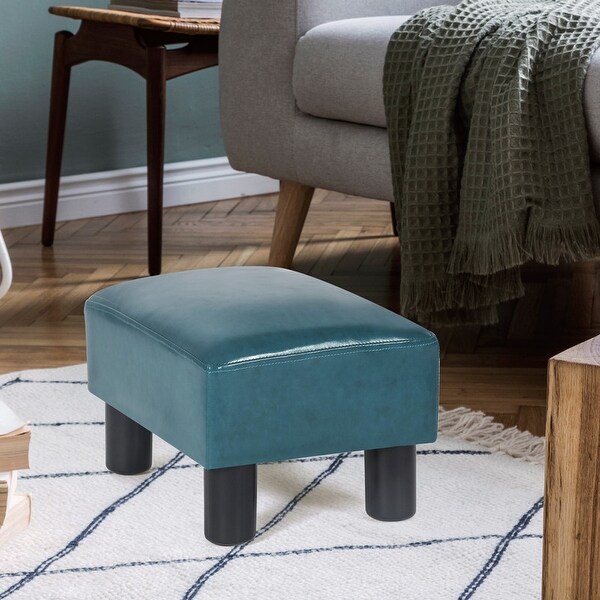 Teal faux leather sale ottoman