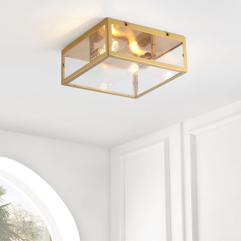Alma 12" Metal/Glass LED Flush Mount, by JONATHAN Y