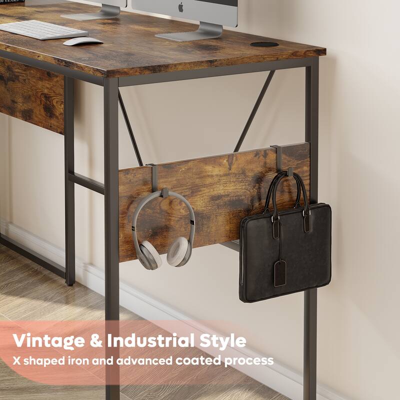 60'' L Shaped Desk with Storage Cabinet Office Computer Desk