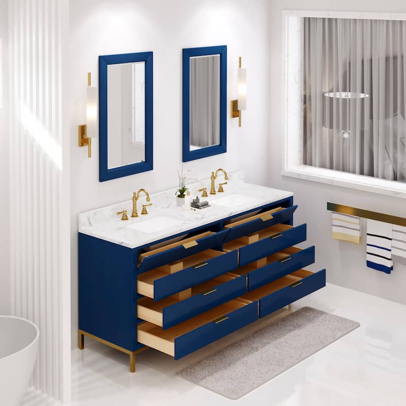 Bristol Carrara White Marble Countertop Vanity with Mirror