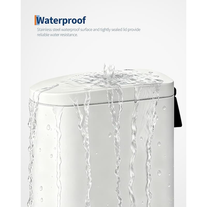 2.6 Gallon Stainless Steel Slim Trash Can, Step-on Garbage Bin for Narrow Space, Kitchen, Bathroom, Office