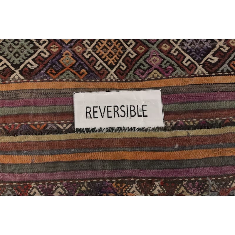 Hand Woven Oriental 100% Wool Carpet Southwestern Tribal Multi-Colored Kilim Area Rug - 8' 6'' X 5' 11''