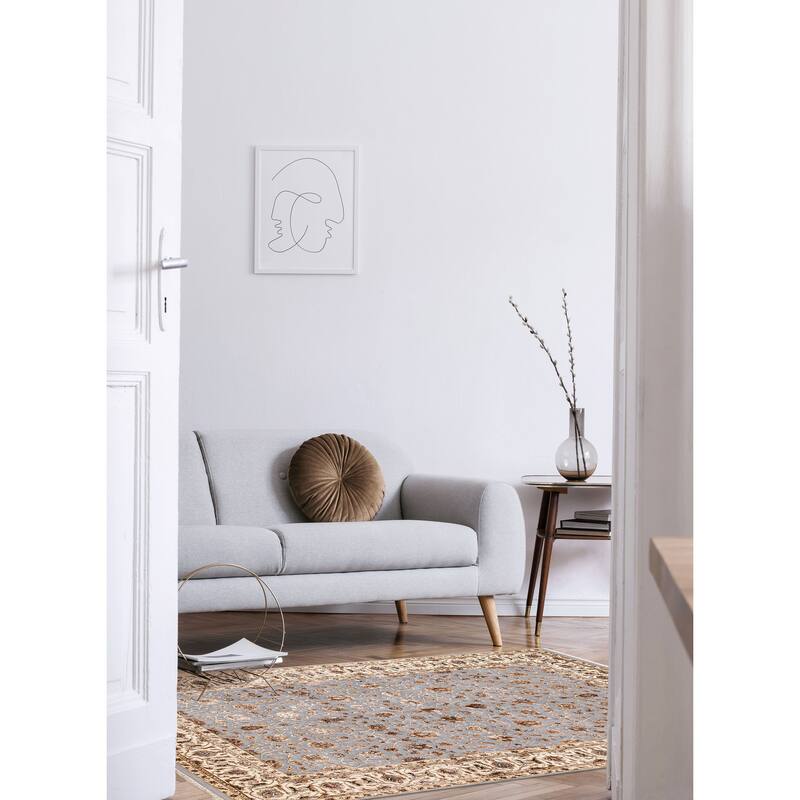 ECARPETGALLERY Hand-knotted Mirzapur Grey Viscose, Wool Rug - 5'8 x 7'11