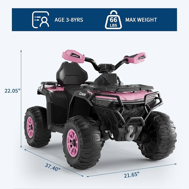 12V Electric Ride on ATV Car for Kids 3-8 Years Best Gifts