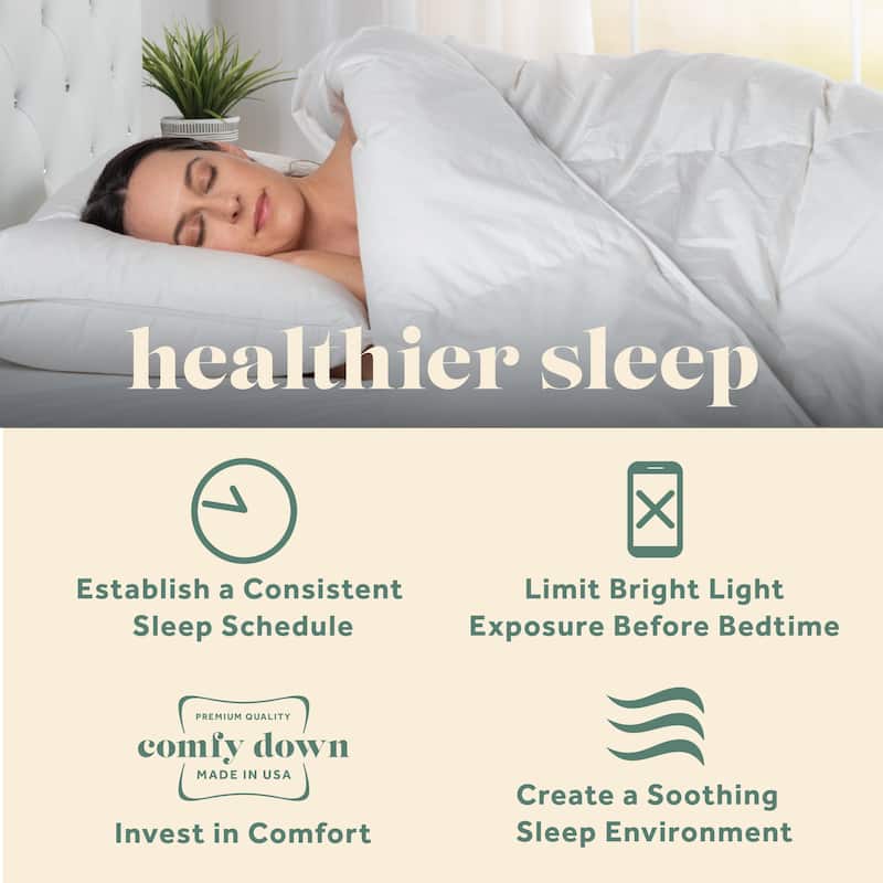 ComfyDown Down Feather Comforter - Made in USA, 100% Cotton Cover Hotel Luxury All-Season Washable Duvet Insert with Corner Tabs