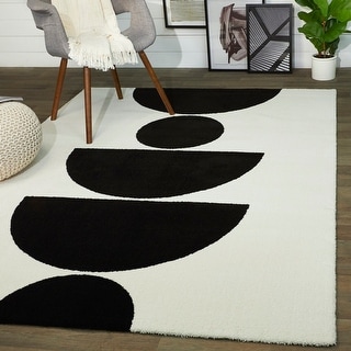 New Modern Geometric Trellis Grey Black White Rug Contemporary Carpet Soft 
