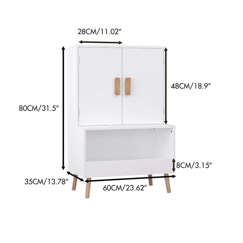 Kids Toy Storage Cabinet with Doors and Open Shelf
