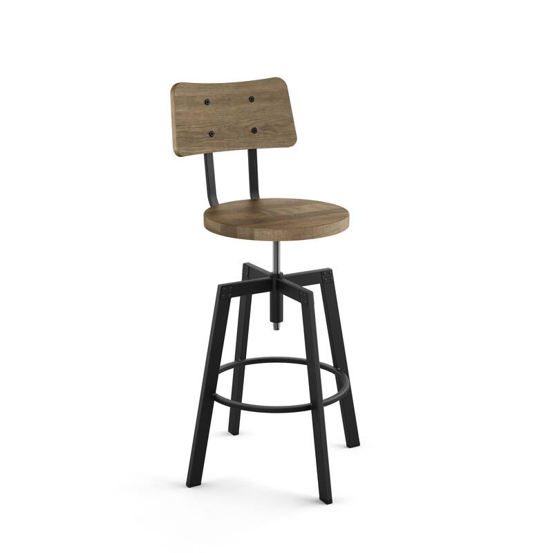 Amisco Woodland Adjustable Stool - Beige Birch Wood / Black Metal