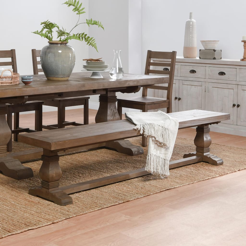 Caleb Reclaimed Pine Dining Bench, Distressed Brown