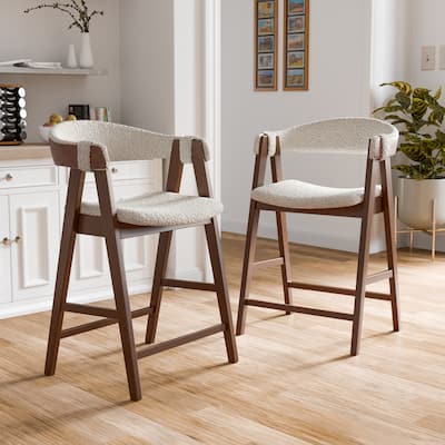 Furniture of America Shaw Mid-century Boucle Counter Height Chairs (Set of 2)
