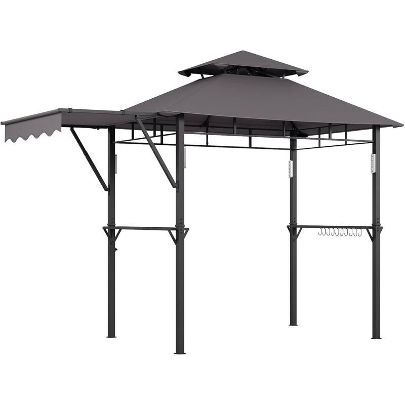 8x5 ft Durable BBQ Grill Gazebo, Weather-Resistant Canopy Shelter for Patio & Backyard - N/A - Grey