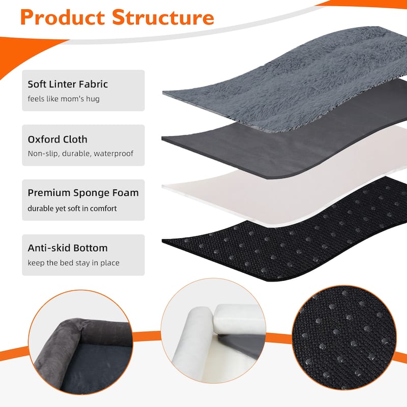 Orthopedic Dog Bed Sofa Bolstered Pet Bed Foam Cushion Waterproof