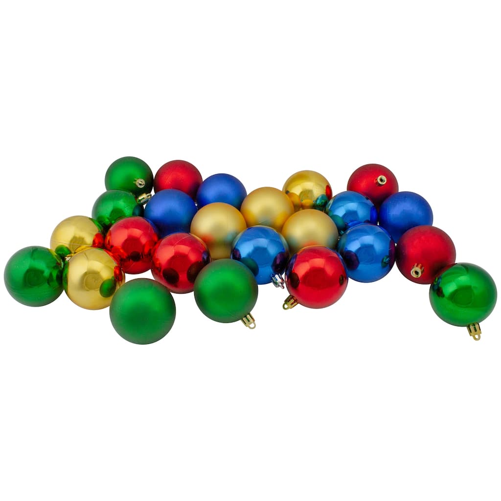 Shatterproof 2-Finish Christmas Ball Ornaments - 2.5" (60mm) - Multi - 24ct