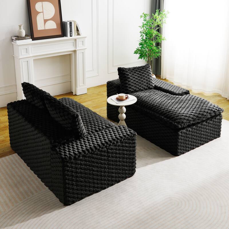 L-Shaped Sleeper Sectional Sofa Convertible Straight Sofa, Loveseat and Chaise Lounge Set for Living Room