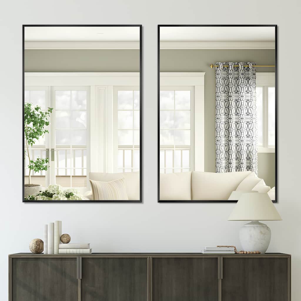 Modern Thin Frame Wall-mounted Vanity Mirror (Set Of 2) - 38*26