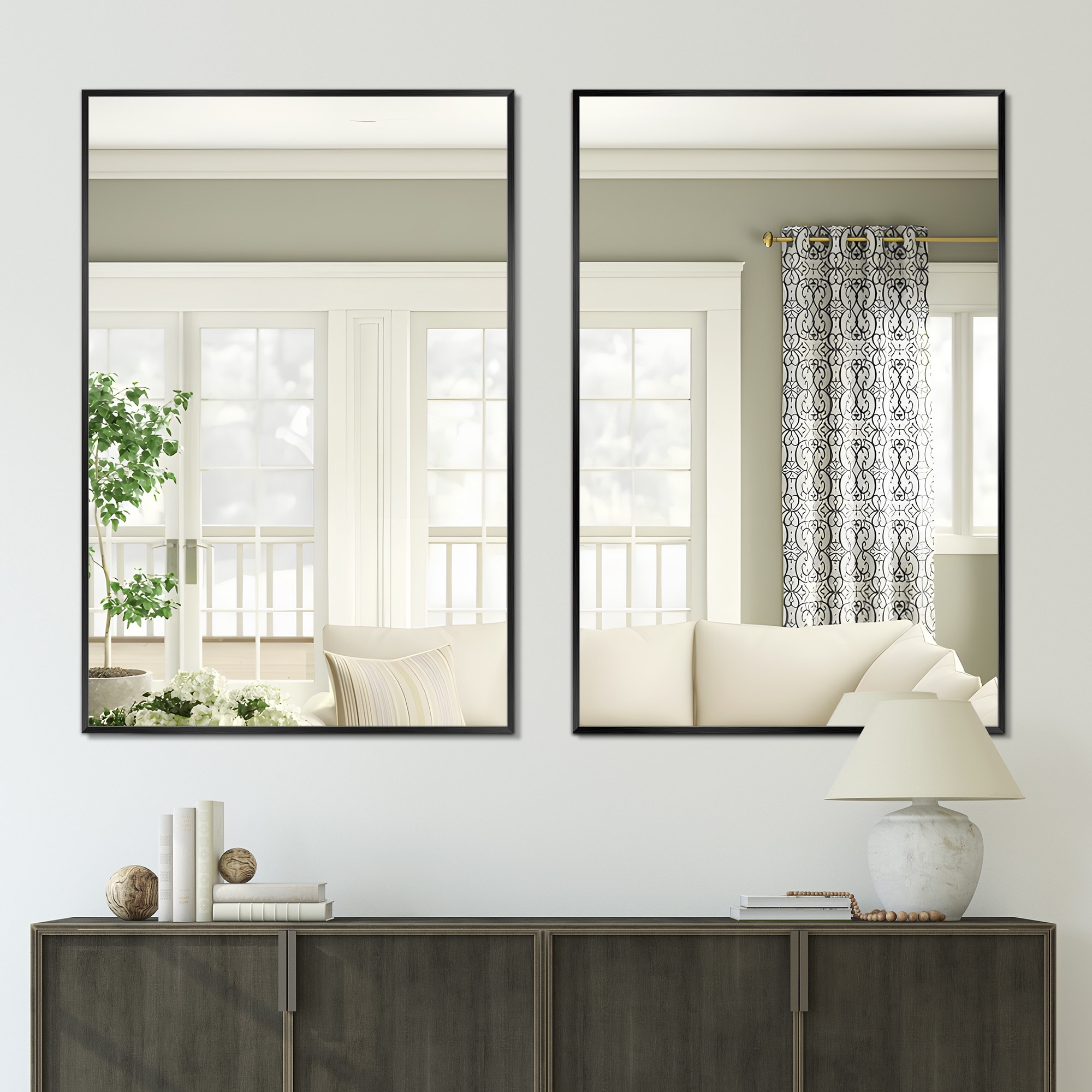 Modern Thin Frame Wall-mounted Vanity Mirror (Set Of 2) - 38*26