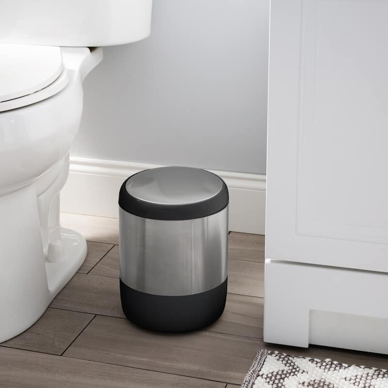 Bath Bliss Smooth Matte Stainless Waist Bin and Toilet Brush