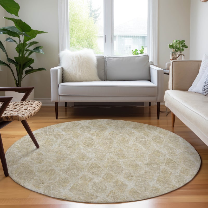 Machine Washable Indoor/ Outdoor Chantille Modern Boho Rug - Beige - 8' x 8'