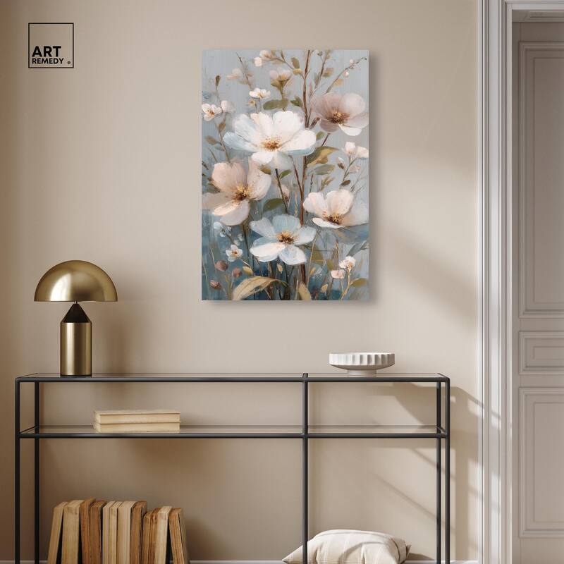 Vintage White Meadow Canvas by Art Remedy, Gallery Wrapped